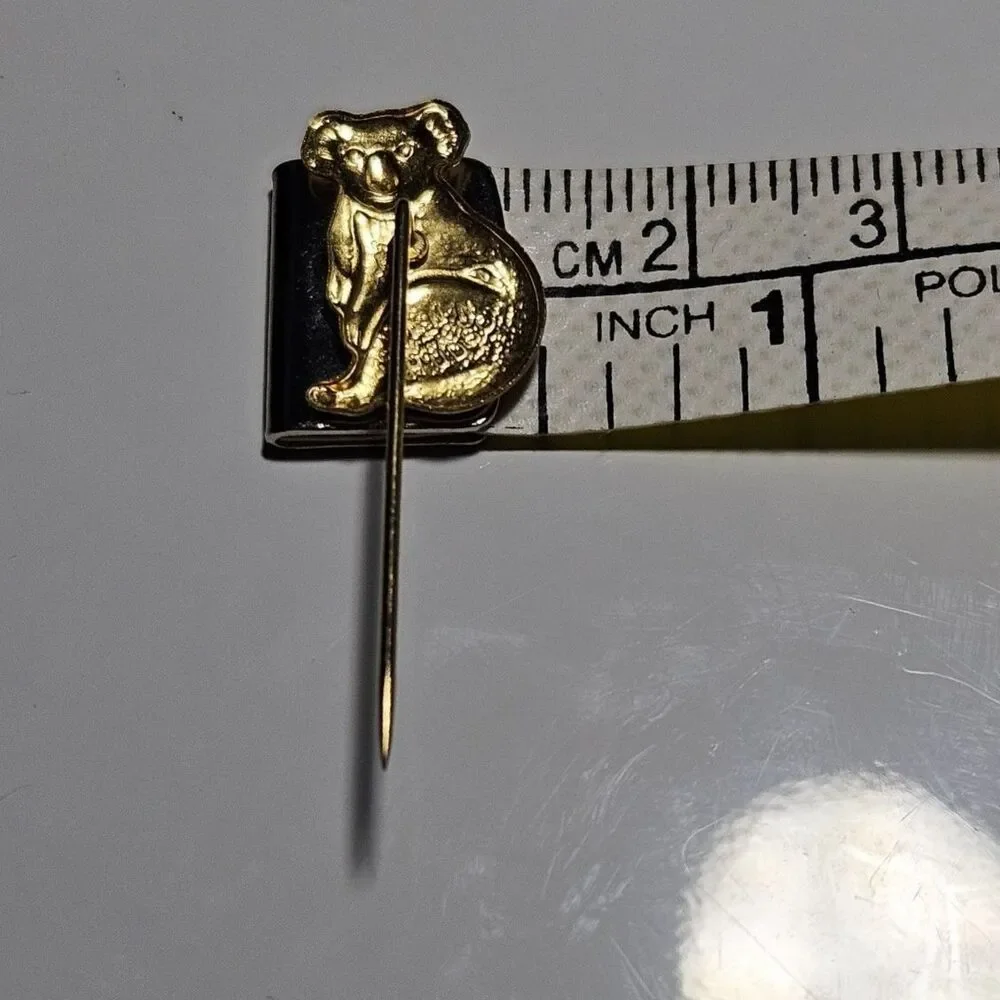 Vtg 1970's Stamped Swann & Hudson Koala Bear Gold Tone Tiny Stick Pin Australia